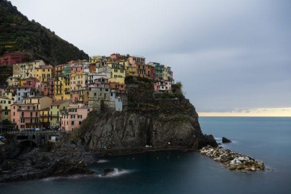 Cinque Terra in Italy during stormy weather