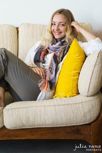 Melbourne Personal Branding Portrait & Corporate Headshot - Blonde woman smiling with scarf