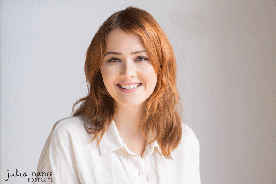 Melbourne Actor Headshots - Actor Headshot photography of smiling woman with red hair