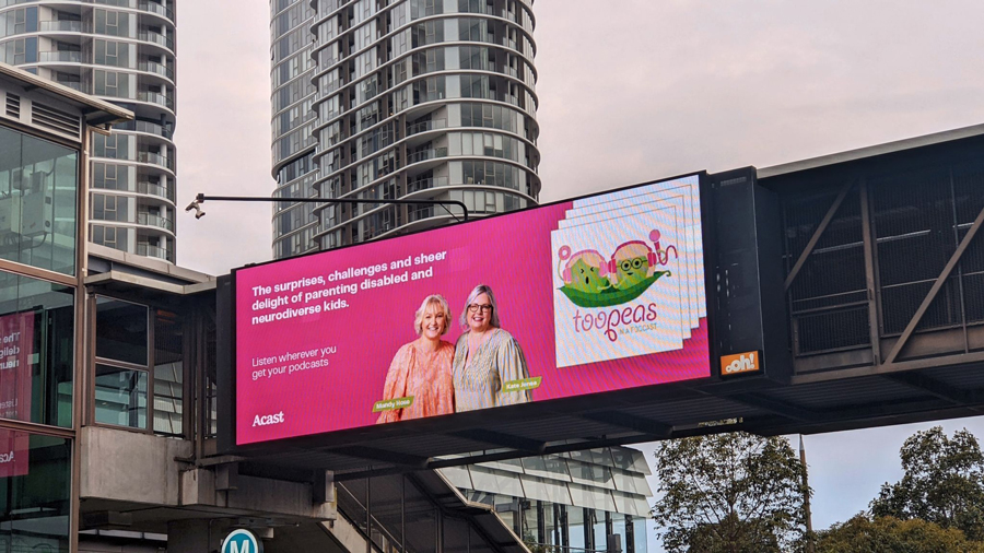 Image showing billboard in Sydney for Too Peas podcast.
