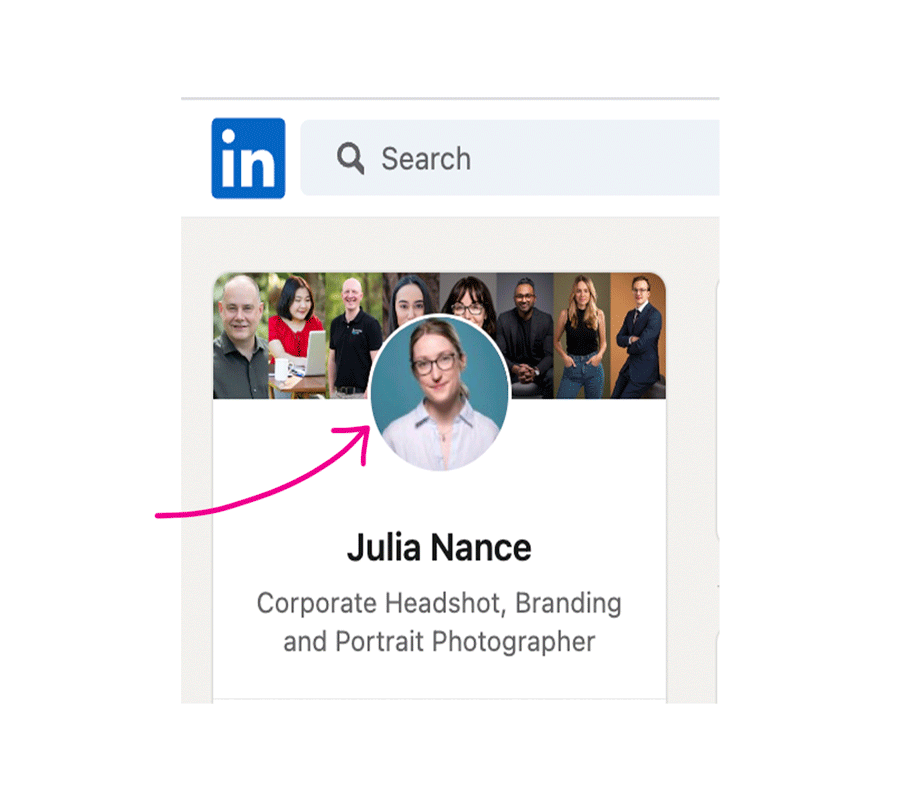 A series of visual references showing how to update your photo on LinkedIn.