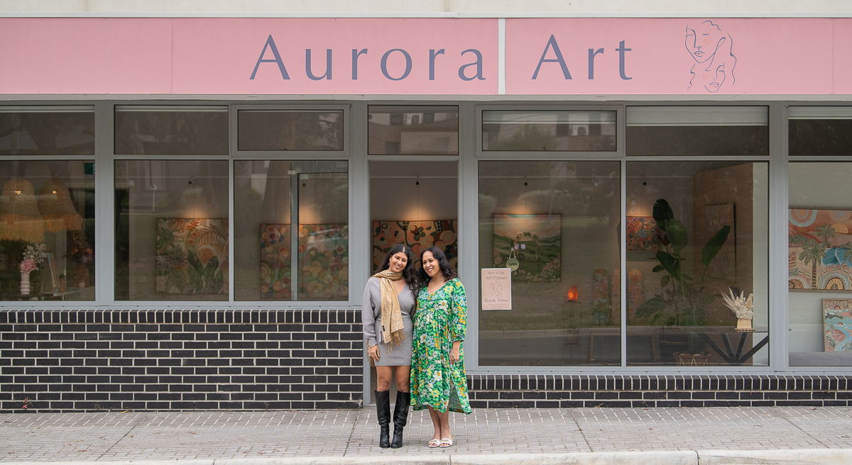 Personal branding potrait of artist duo outside of their Melbourne studio, Aurora Art.